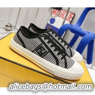 Low Price Fendi Domino Houndstooth Fabric Low-top Sneakers Black 2022 1102955