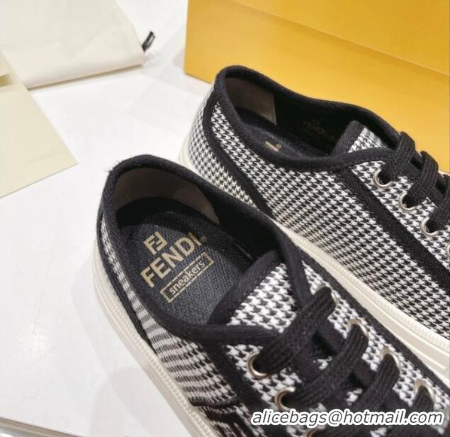 Low Price Fendi Domino Houndstooth Fabric Low-top Sneakers Black 2022 1102955