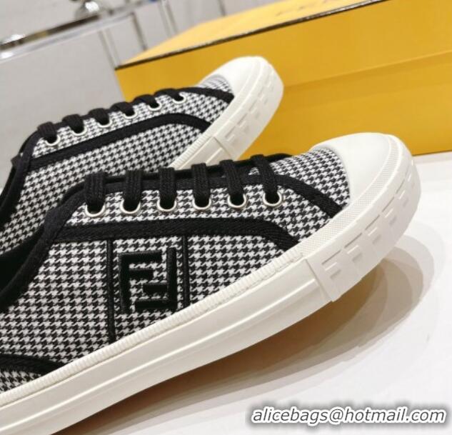 Low Price Fendi Domino Houndstooth Fabric Low-top Sneakers Black 2022 1102955