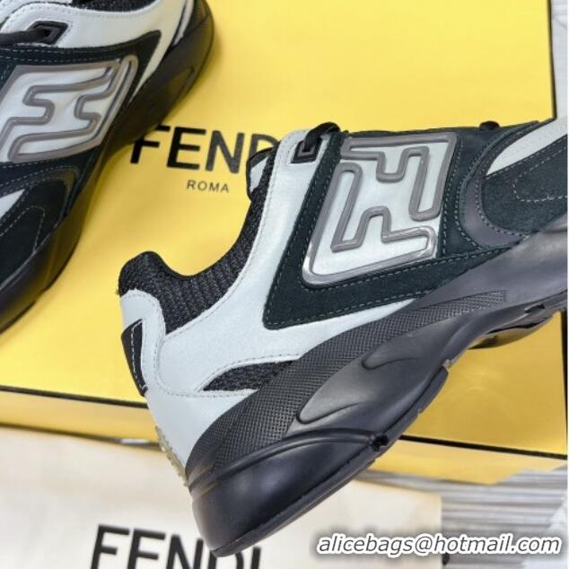 Generous Fendi Faster Trainers Sneakers in Suede and Mesh Black/White 101456 