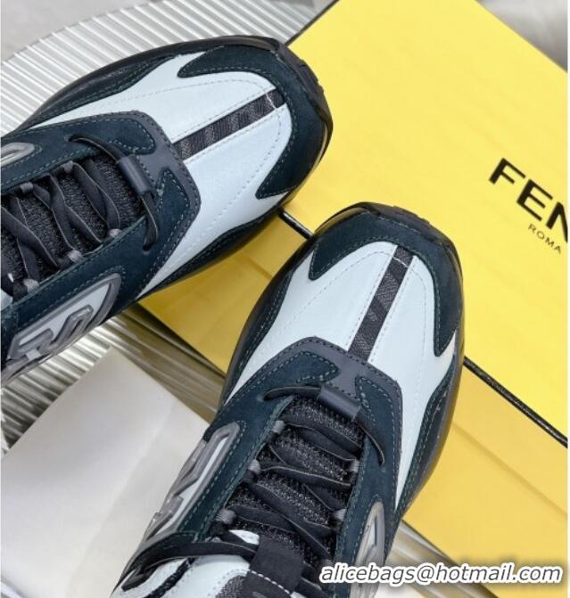 Generous Fendi Faster Trainers Sneakers in Suede and Mesh Black/White 101456 