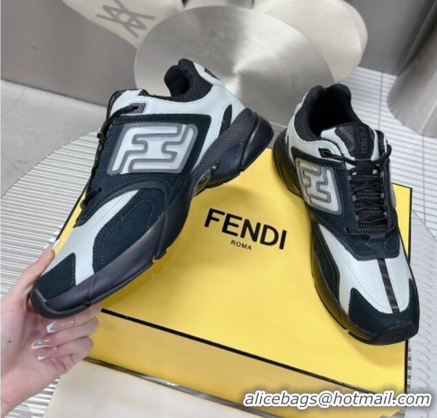 Generous Fendi Faster Trainers Sneakers in Suede and Mesh Black/White 101456 