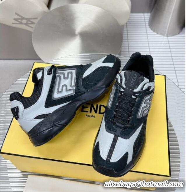 Generous Fendi Faster Trainers Sneakers in Suede and Mesh Black/White 101456 