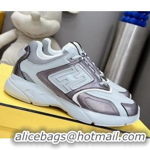 Best Price Fendi Faster Trainers Sneakers in Suede and Mesh Grey/Silver 101458