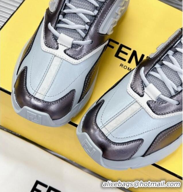 Best Price Fendi Faster Trainers Sneakers in Suede and Mesh Grey/Silver 101458