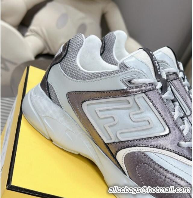 Best Price Fendi Faster Trainers Sneakers in Suede and Mesh Grey/Silver 101458