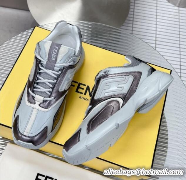 Best Price Fendi Faster Trainers Sneakers in Suede and Mesh Grey/Silver 101458