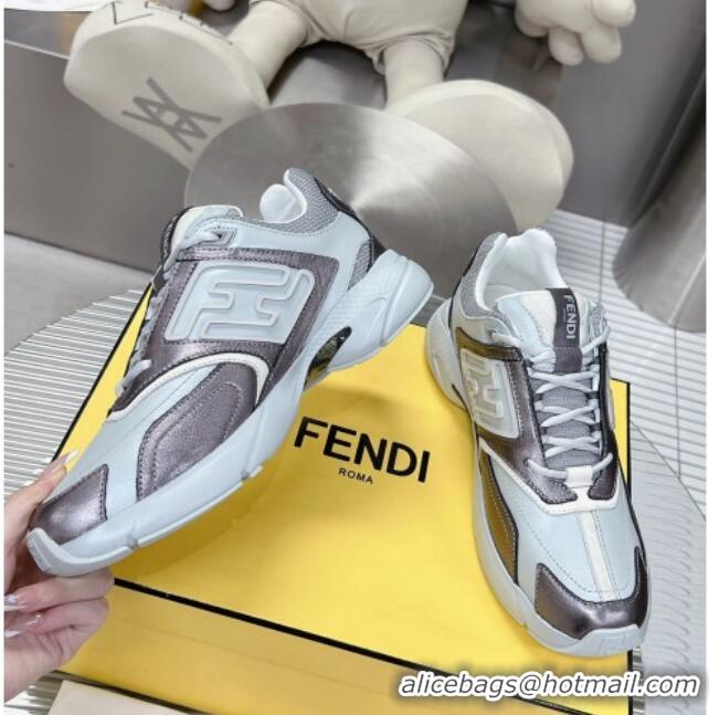 Best Price Fendi Faster Trainers Sneakers in Suede and Mesh Grey/Silver 101458