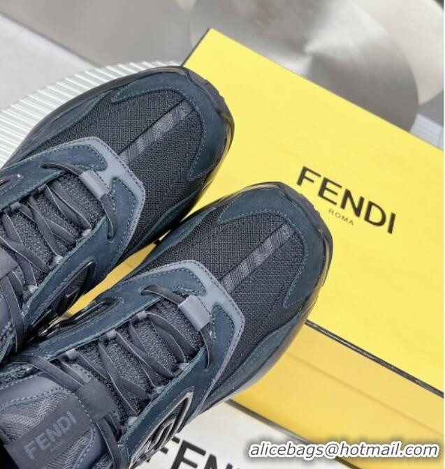 Pretty Style Fendi Faster Trainers Sneakers in Suede and Mesh Black 101459