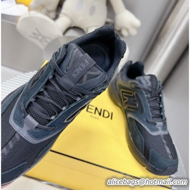 Pretty Style Fendi Faster Trainers Sneakers in Suede and Mesh Black 101459