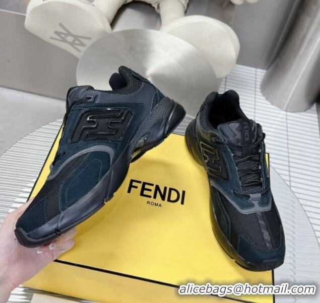 Pretty Style Fendi Faster Trainers Sneakers in Suede and Mesh Black 101459