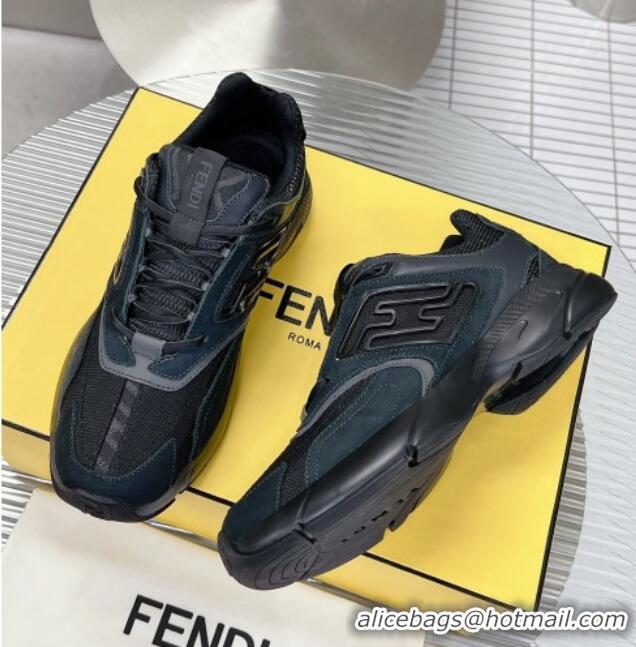 Pretty Style Fendi Faster Trainers Sneakers in Suede and Mesh Black 101459