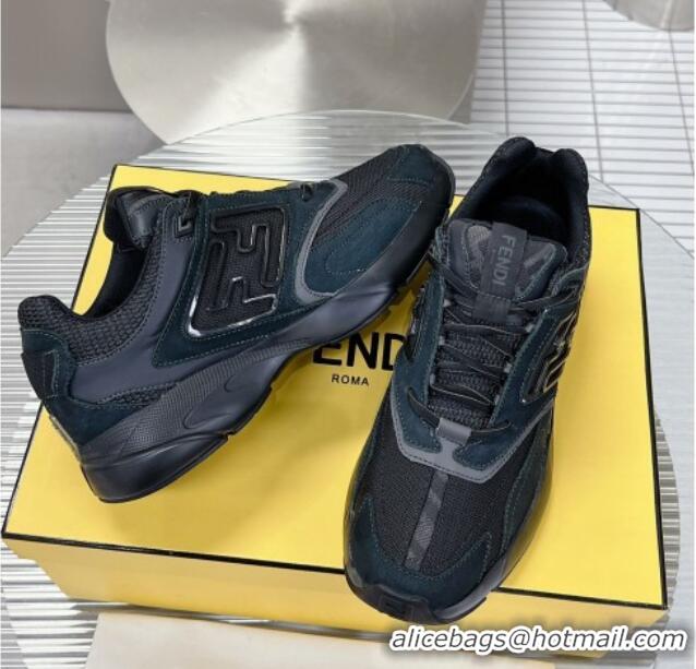 Pretty Style Fendi Faster Trainers Sneakers in Suede and Mesh Black 101459