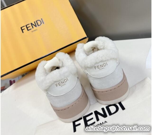 Best Grade Fendi Match Shearling Sneakers Light Grey 101461