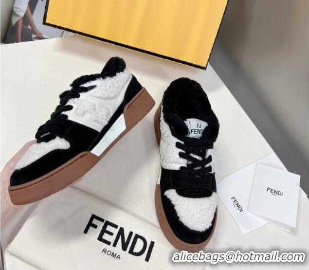 Durable Fendi Match Shearling Sneakers Black 101463