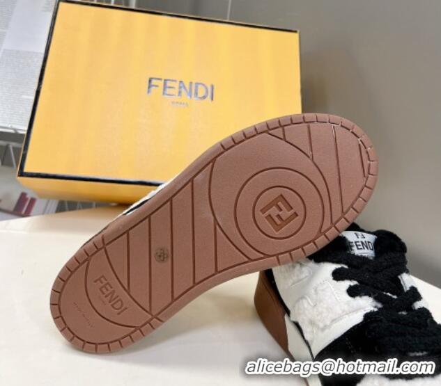 Durable Fendi Match Shearling Sneakers Black 101463