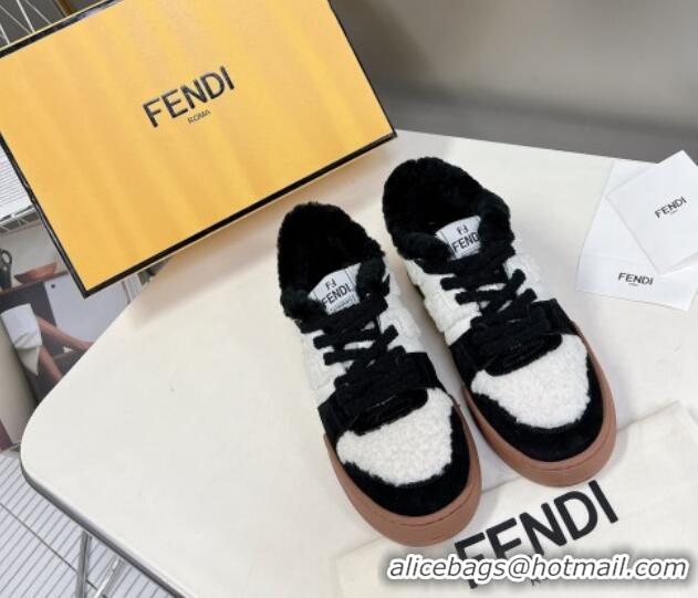 Durable Fendi Match Shearling Sneakers Black 101463