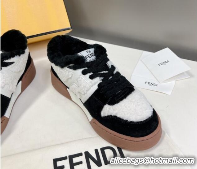 Durable Fendi Match Shearling Sneakers Black 101463