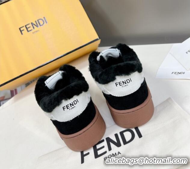 Durable Fendi Match Shearling Sneakers Black 101463