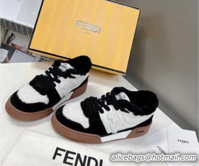 Durable Fendi Match Shearling Sneakers Black 101463