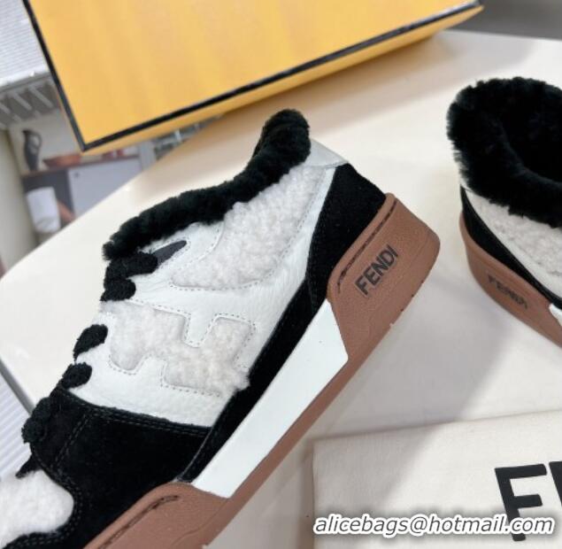 Durable Fendi Match Shearling Sneakers Black 101463