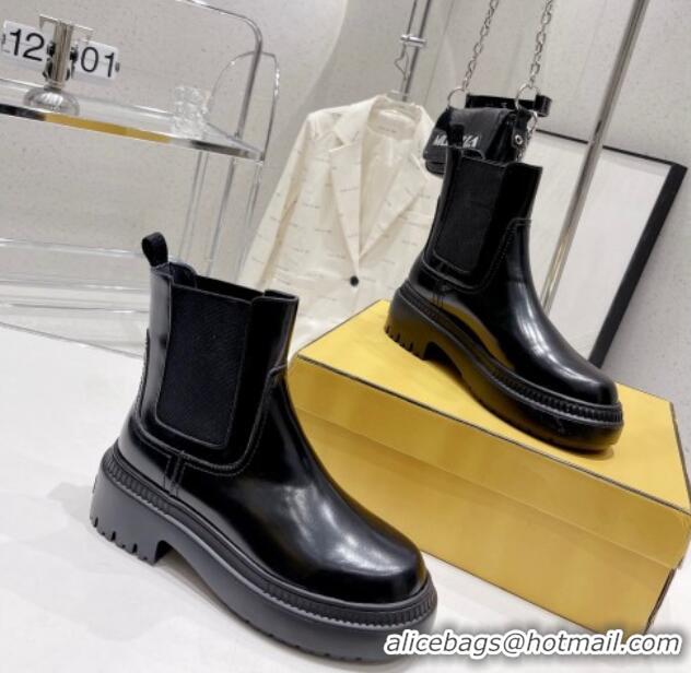 Top Quality Fendi Domino Ankle Biker Boots in Smooth Leather Black 102960