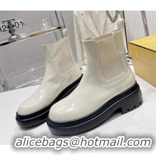 Hot Style Fendi Domino Ankle Biker Boots in Smooth Leather White 102961