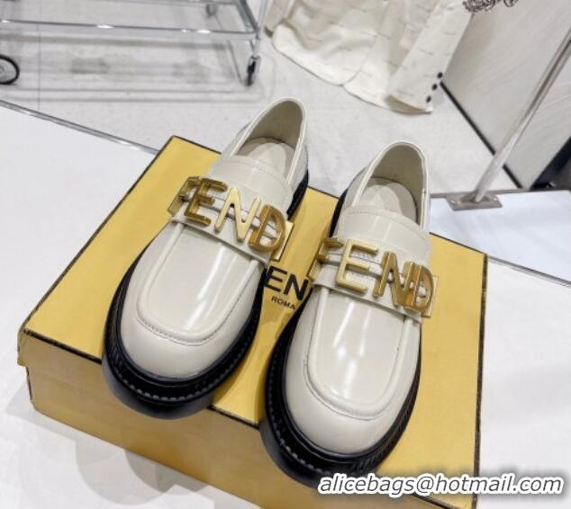 Discount Fendi Fendigraphy Loafers in Brushed Leather White 102962