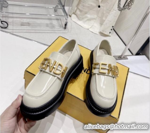 Discount Fendi Fendigraphy Loafers in Brushed Leather White 102962