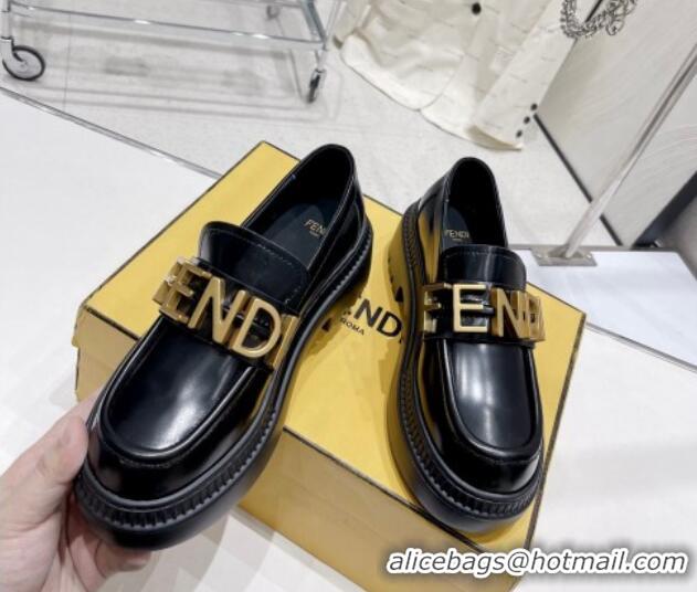 Stylish Fendi Fendigraphy Loafers in Brushed Leather Black 102963