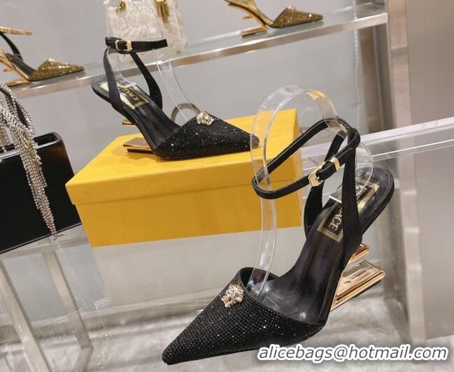 Good Looking Versace x Fendi Fendace First Crystal High Heel Pumps 9cm Black 110125