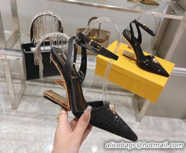 Good Looking Versace x Fendi Fendace First Crystal High Heel Pumps 9cm Black 110125