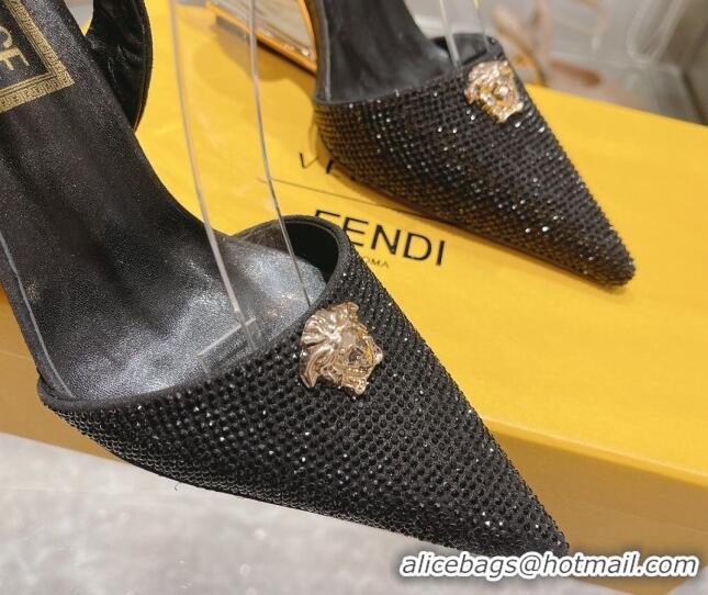 Good Looking Versace x Fendi Fendace First Crystal High Heel Pumps 9cm Black 110125