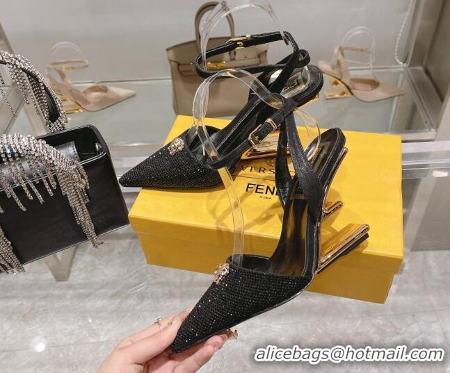 Good Looking Versace x Fendi Fendace First Crystal High Heel Pumps 9cm Black 110125