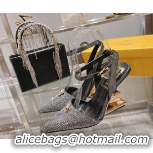 Best Price Versace x Fendi Fendace First Crystal High Heel Pumps 9cm Silver/Black 110126