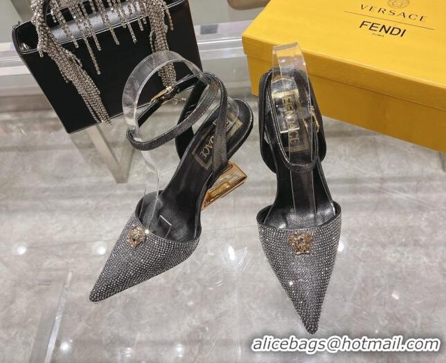 Best Price Versace x Fendi Fendace First Crystal High Heel Pumps 9cm Silver/Black 110126