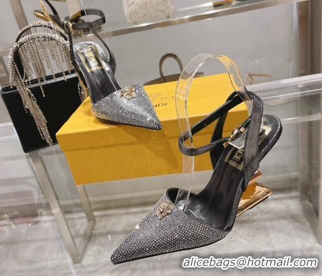 Best Price Versace x Fendi Fendace First Crystal High Heel Pumps 9cm Silver/Black 110126