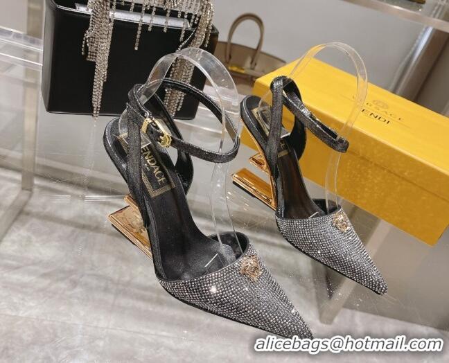 Best Price Versace x Fendi Fendace First Crystal High Heel Pumps 9cm Silver/Black 110126