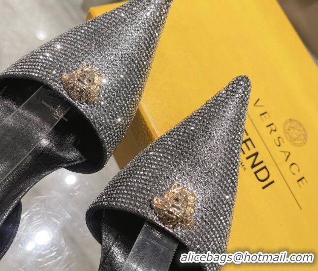 Best Price Versace x Fendi Fendace First Crystal High Heel Pumps 9cm Silver/Black 110126