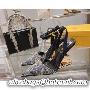 Good Quality Versace x Fendi Fendace First Crystal High Heel Pumps 9cm Silver/Purple 110127