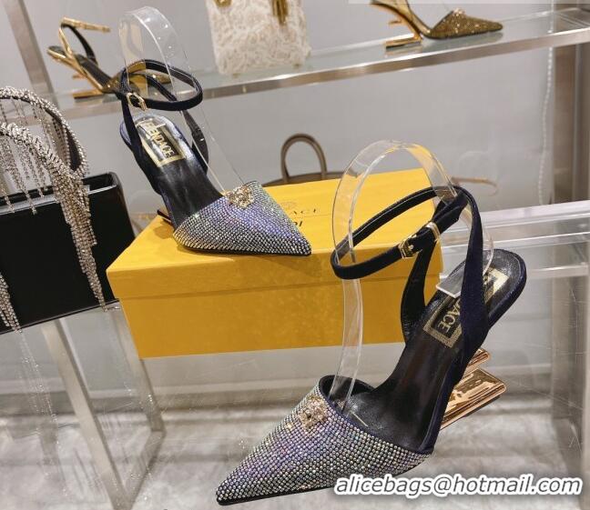 Good Quality Versace x Fendi Fendace First Crystal High Heel Pumps 9cm Silver/Purple 110127