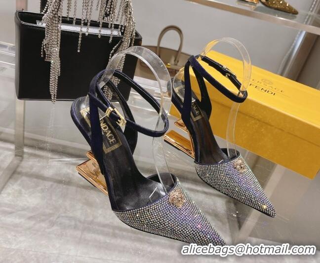 Good Quality Versace x Fendi Fendace First Crystal High Heel Pumps 9cm Silver/Purple 110127