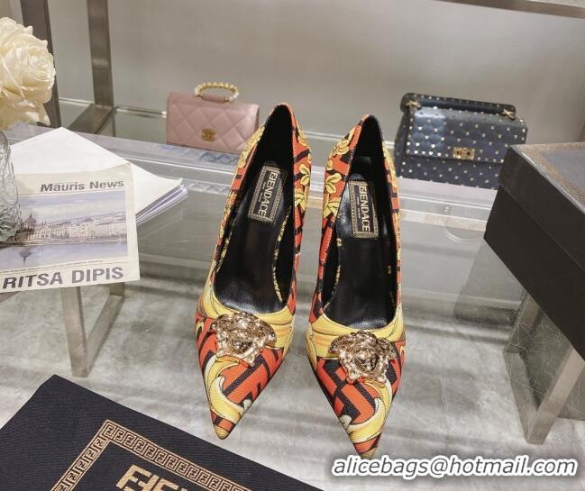 Best Product Versace x Fendi Fendace First High Heel Pumps 9.5cm Orange 110128