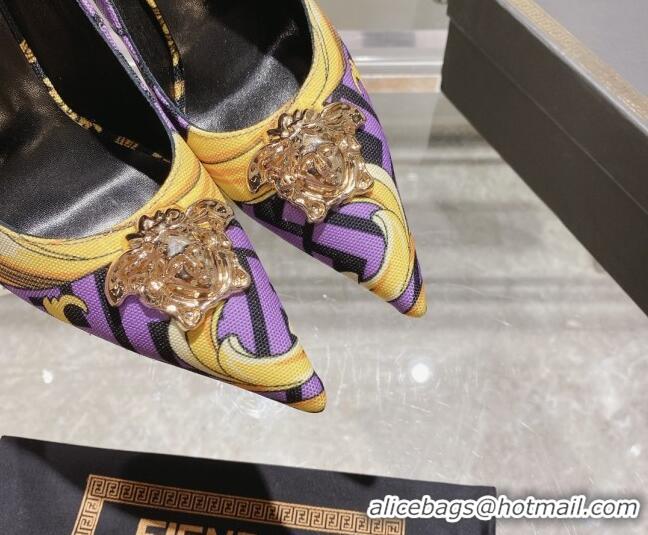 Top Grade Versace x Fendi Fendace First High Heel Pumps 9.5cm Purple 110130