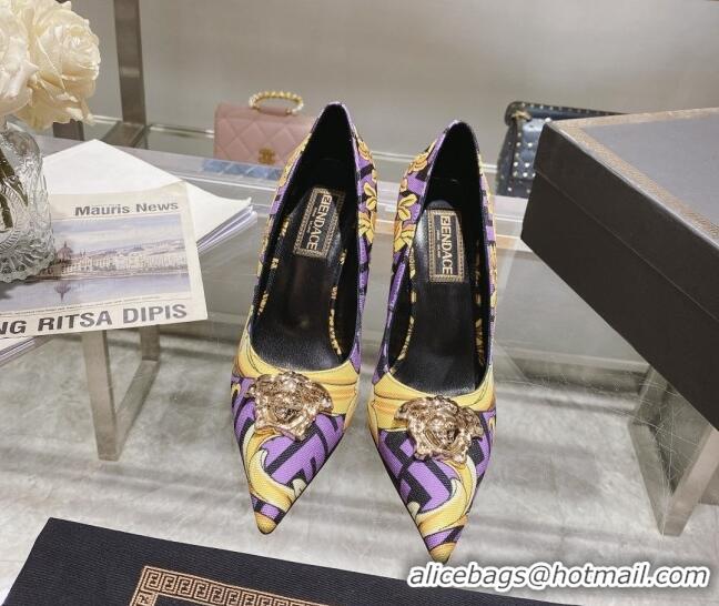 Top Grade Versace x Fendi Fendace First High Heel Pumps 9.5cm Purple 110130