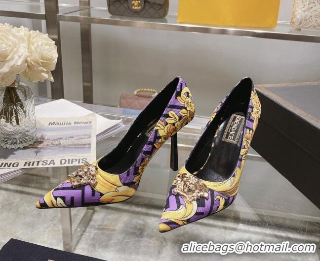 Top Grade Versace x Fendi Fendace First High Heel Pumps 9.5cm Purple 110130