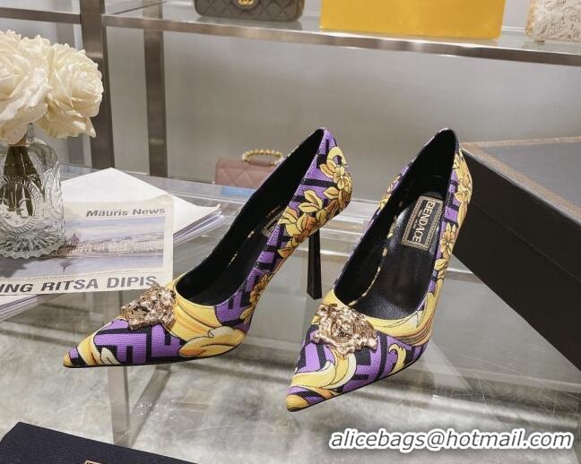 Top Grade Versace x Fendi Fendace First High Heel Pumps 9.5cm Purple 110130