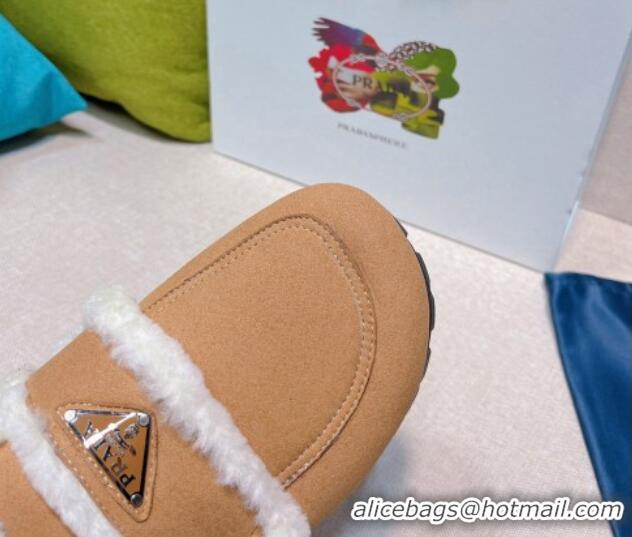 Good Looking Prada Suede and Shearling Mules Brown 081079