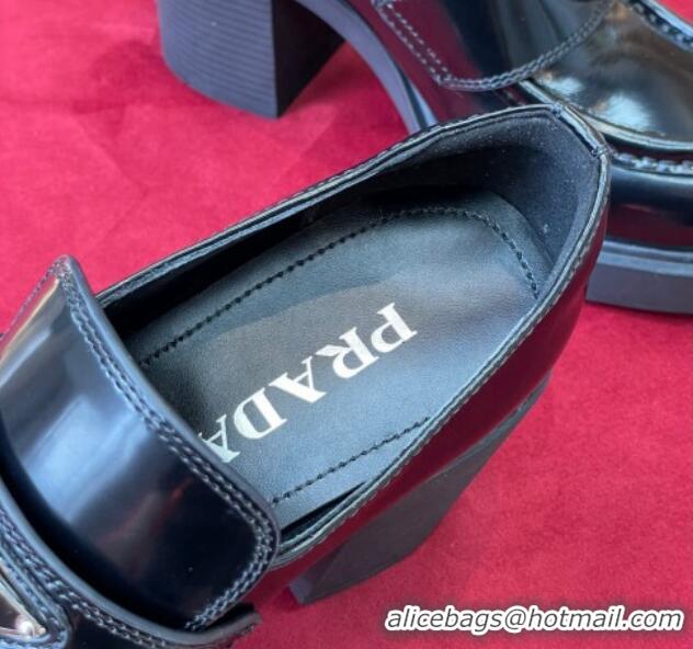 Unique Style Prada Brushed Leather Slip-on Pumps 7.5cm Black 081086