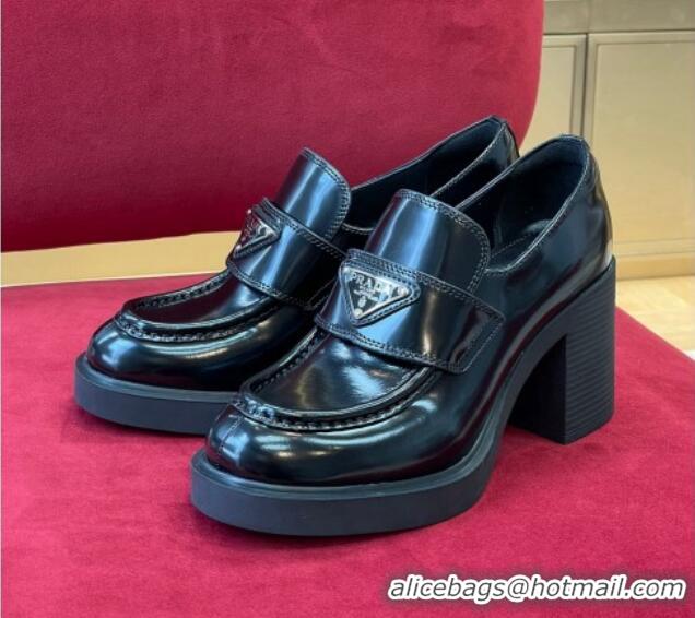 Unique Style Prada Brushed Leather Slip-on Pumps 7.5cm Black 081086